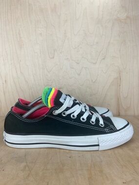 Converse CTAS Low Top Black With 5 Tongue Multi Color Shoes Women’s Size 7